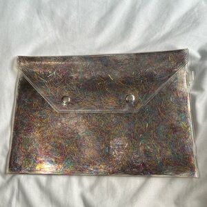 Clear with Confetti Large Clutch Purse